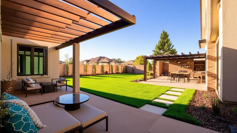 Modern backyard with patio and pergola